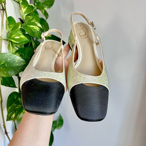 Sam Edelman Tarra Glitz Slip-On Slingback Pumps Crystal Embellishment - Picture 2 of 13